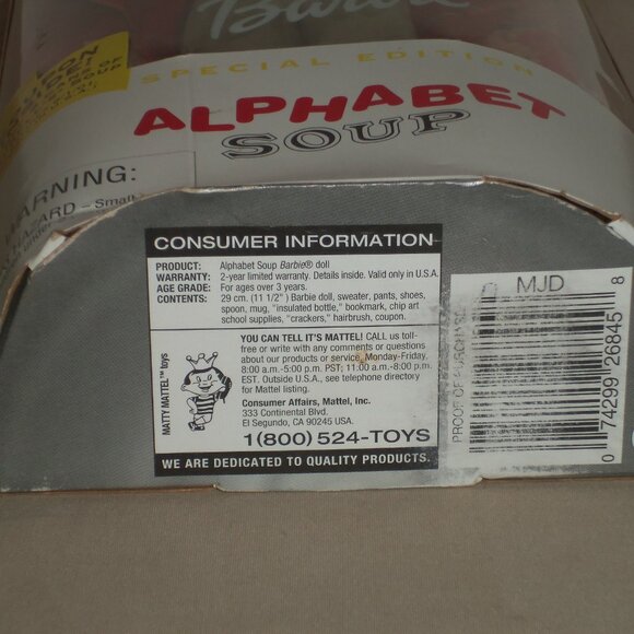 Campbell's Alphabet Souup Barbie Doll 1999 - Picture 12 of 12